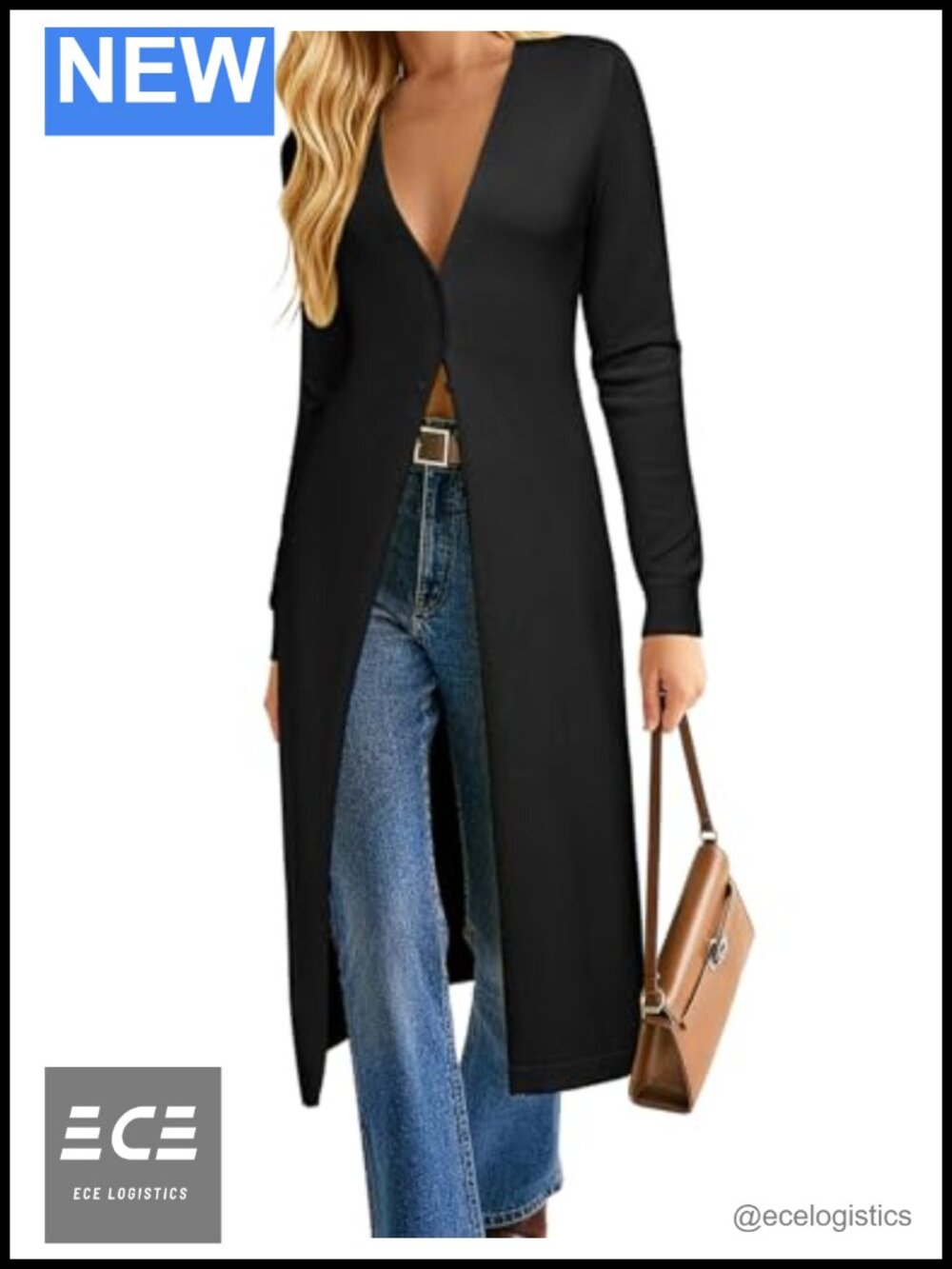 Women's Long Lightweight Knit Cardigan Duster Button Up Sweater Coat